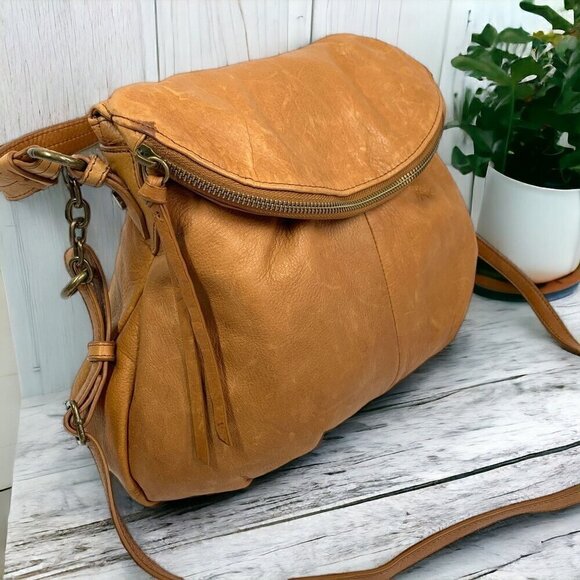 Margot Adelle Convertible Hobo Bag Light Brown Soft Genuine Leather 14"W x 12"H - Picture 2 of 12